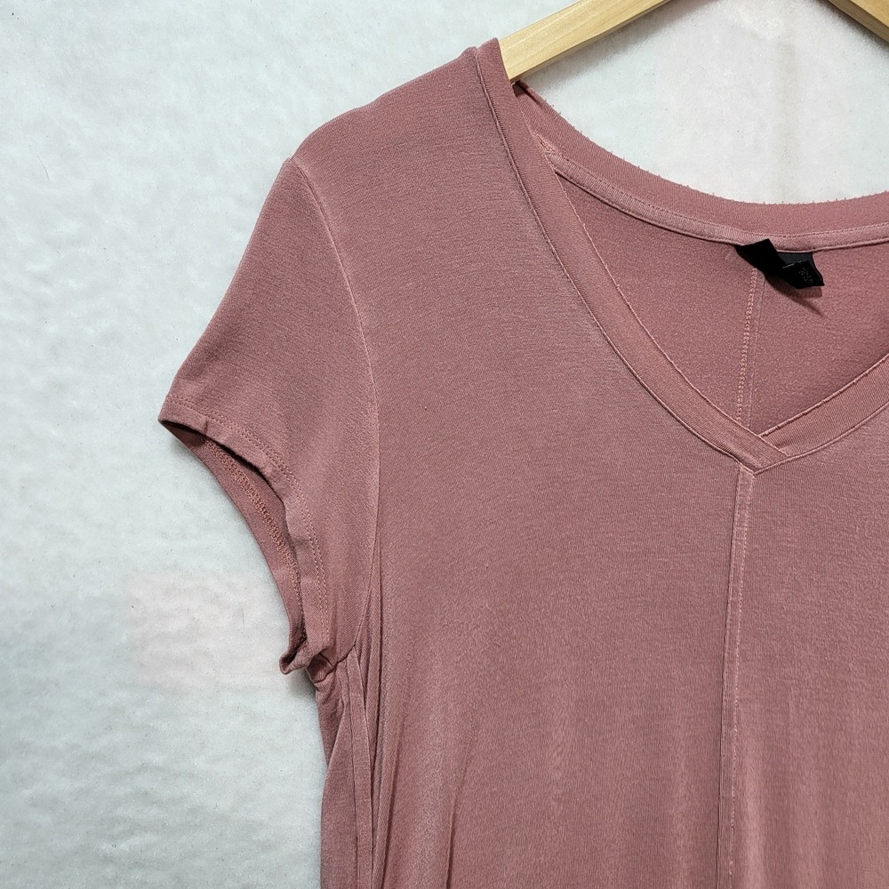 Mossimo Womens V-Neck High-Low T-Shirt Mauve Pink Short Sleeve Size M - Picture 3 of 7
